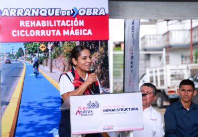 Rehabilitan ciclorruta mágica y pavimentación en fraccionamiento en Tlaxcalancingo